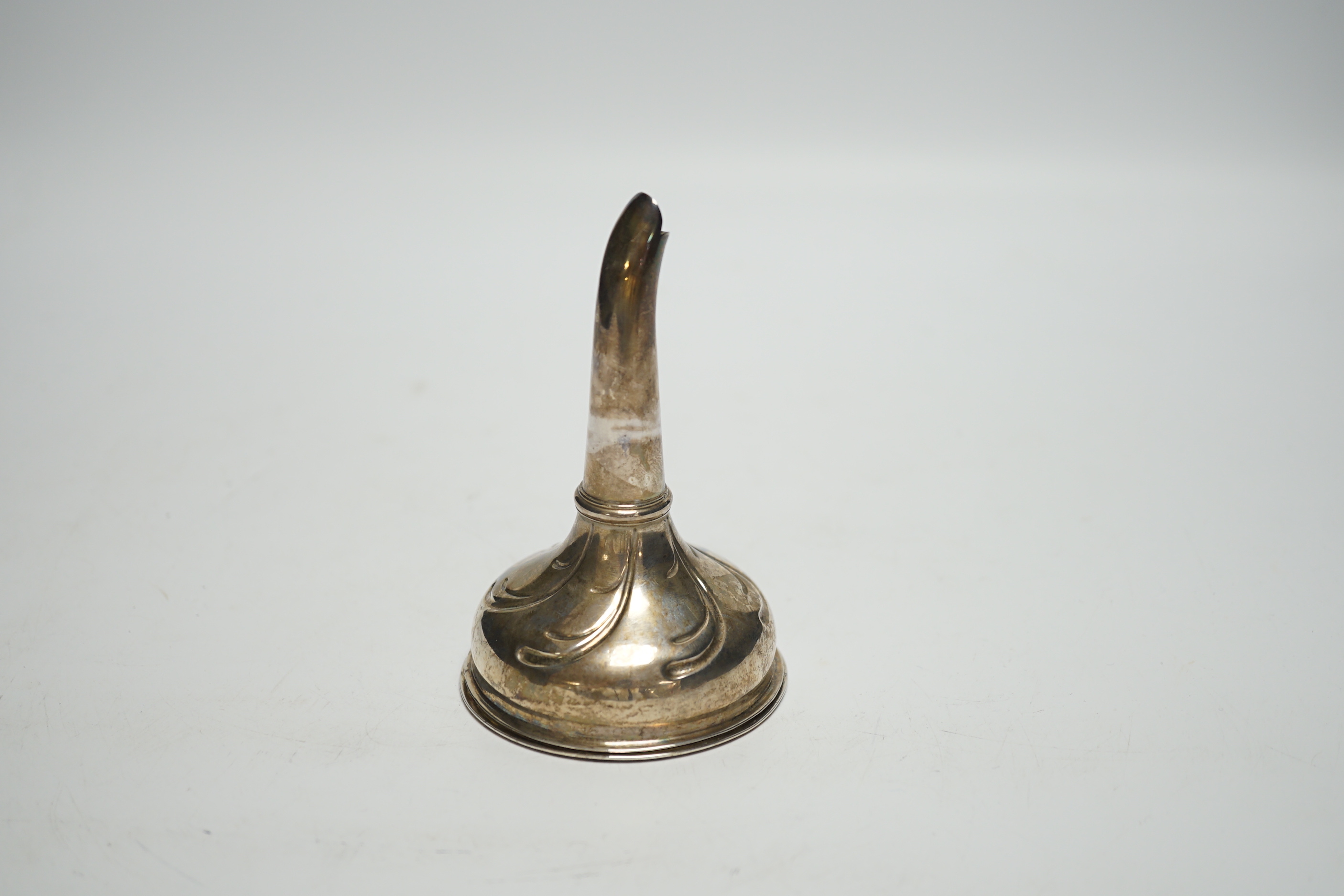 A George III Scottish silver wine funnel, lacking straining section, marks rubbed, 10.9cm.